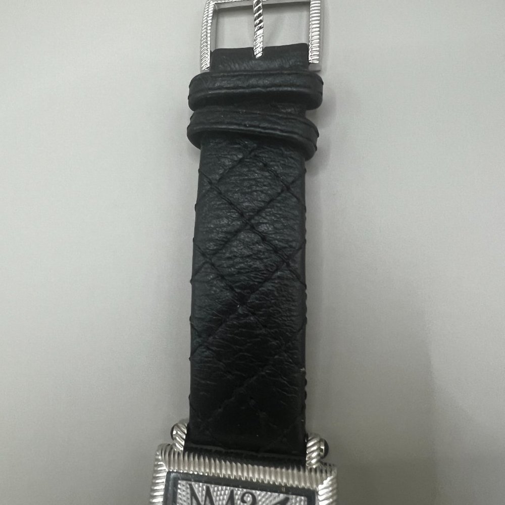 Judith Ripka Genuine Leather Black Quilted Band. - Picture 7 of 8